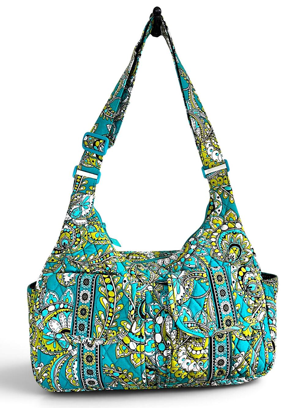 Vera Bradley Cargo Sling Bag Peacock Retired 2008 Teal Blue Green Paisley Rare